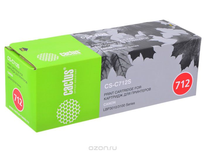 Cactus CS-C712, Black тонер-картридж для Canon LBP-3010/3100