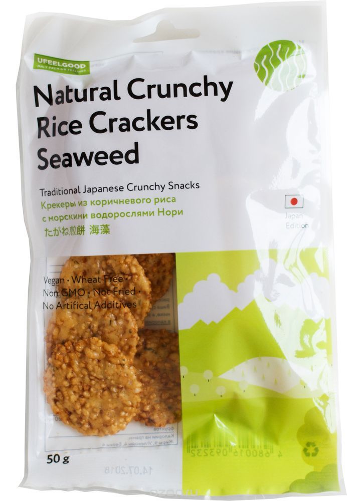 UFEELGOOD Natural Crunchy Rice Crackers Seaweed        , 50 