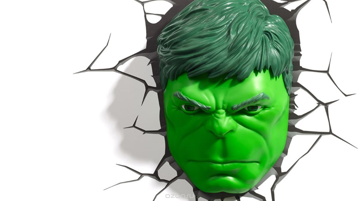 3DLightFX Настенный 3D cветильник Hulk Face